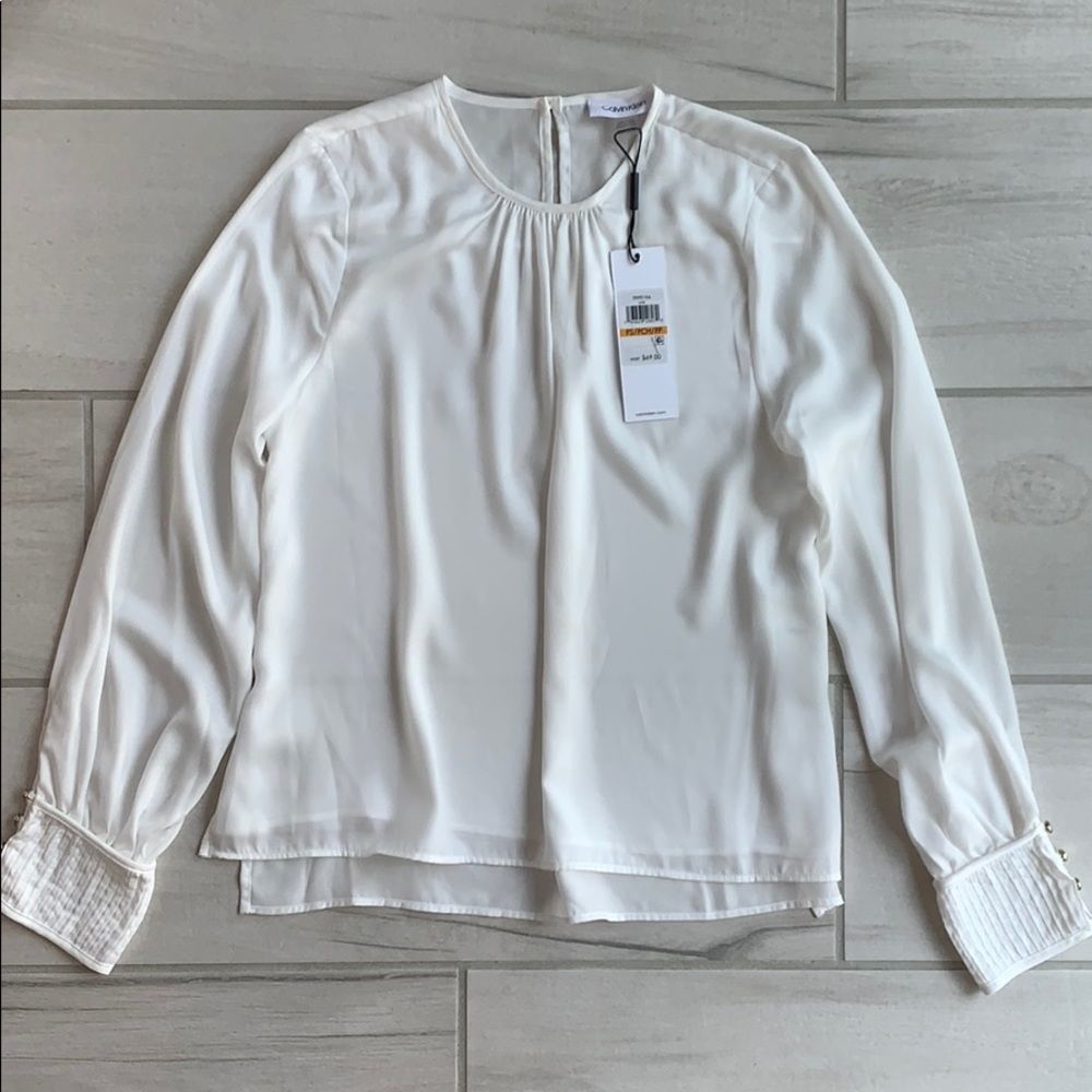 NWT Calvin Klein Petite Button- Cuff top size S